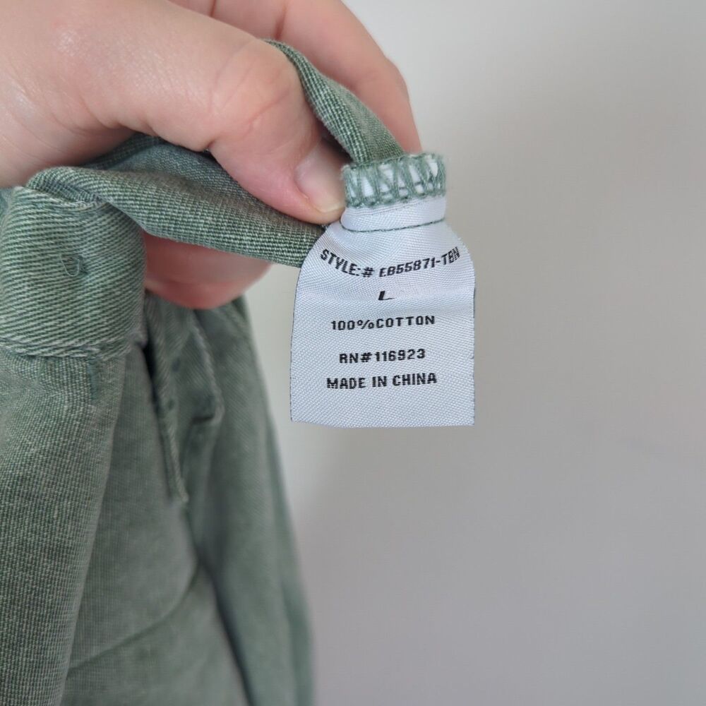 Three Bird Nest Sage Green Women's Denim Overalls Dress - Picture 8 of 12